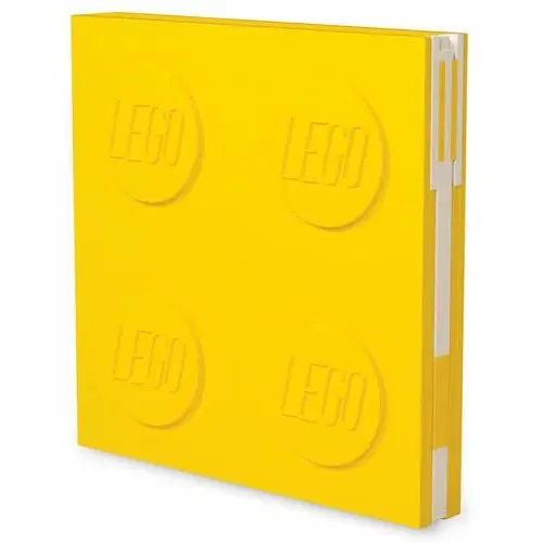 Kwadratowy notatnik, z długopisem, żółty Lego