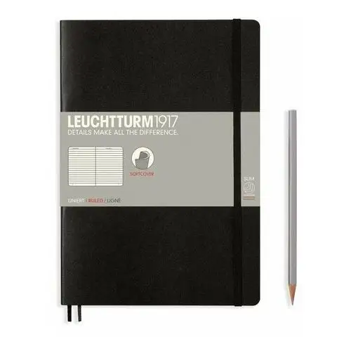 Leuchtturm, notes w linie, format B5, czarny