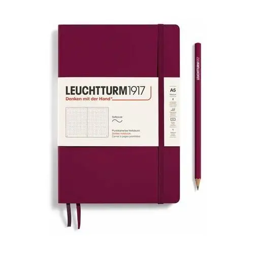 Leuchtturm1917 Notatnik medium a5, miękka oprawa, kropki, bordowy