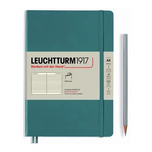 Leuchtturm1917 Notatnik medium, notatnik w linie, a5, rising colours stone blue