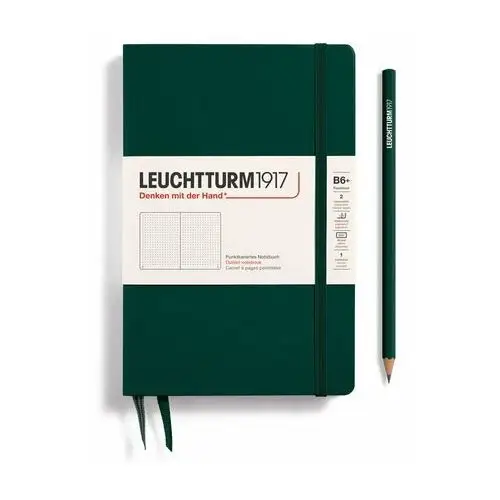 Leuchtturm1917 Notatnik paperback b6+, twarda oprawa, kropki, forest green