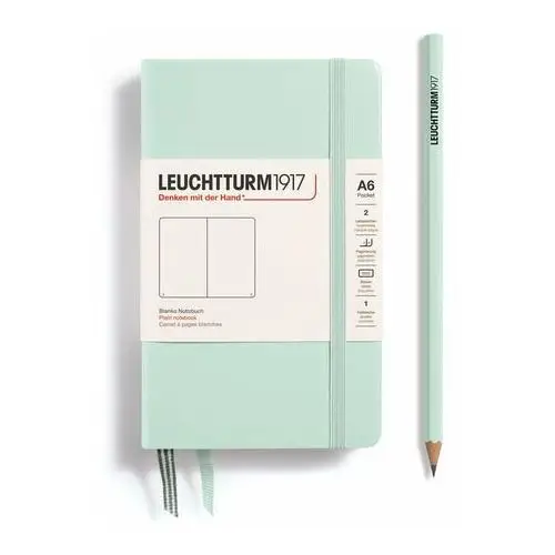 Notatnik Leuchtturm1917 Pocket A6, twarda oprawa, gładki, Mint Green