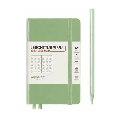 Leuchtturm1917 Notatnik pocket a6, twarda oprawa, kropki, sage