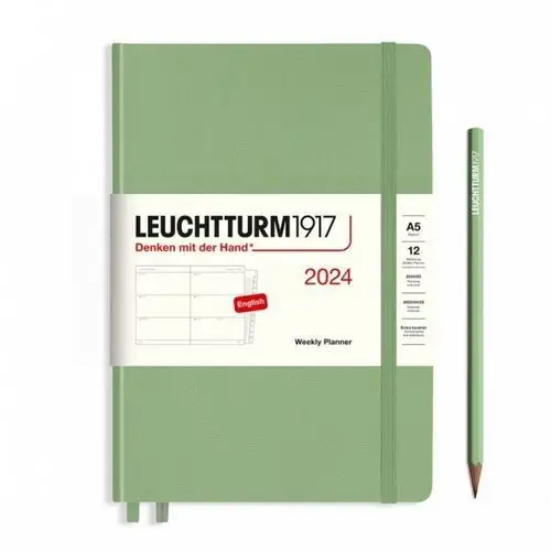 Leuchtturm1917 Planer tygodniowy poziomy medium(a5) 2024 + zeszyt do zapisywania rocznic i adresów szałwiowy