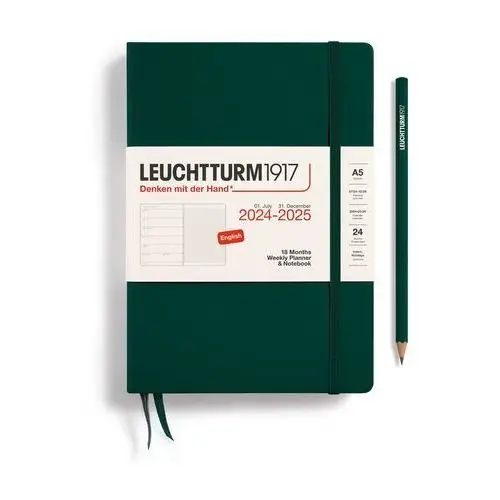 Planer tygodniowy z notatnikiem 18 miesięcy medium (a5) 2024/2025 forest green (ciemnozielony) Leuchtturm1917