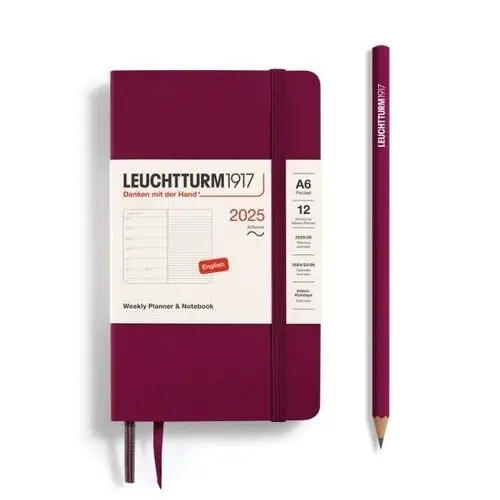 Leuchtturm1917 Planer tygodniowy z notatnikiem w miękkiej oprawie pocket (a6) 2025 port red (bordowy)