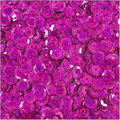 Cekiny okrągłe holograficzne 9mm 15g - ciemne różowe Loveart