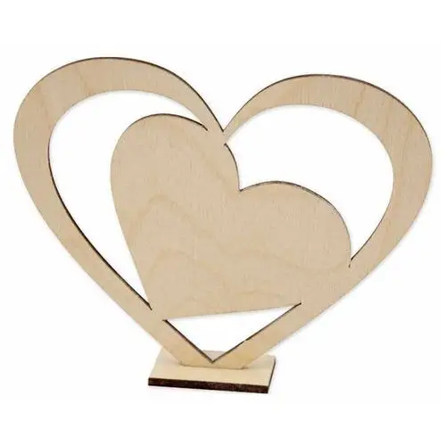 Loveart Dekor ze sklejki drewniane serce stojące na podstawce wzór 3