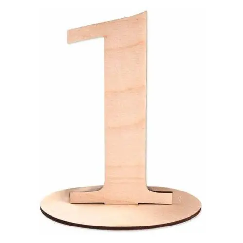 Drewniana cyfra liczba na podstawce Loveart 15cm numer 1 Numeracja stolików