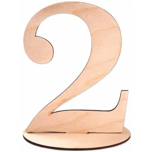 Drewniana cyfra liczba na podstawce Loveart 15cm numer 2 Numeracja stolików