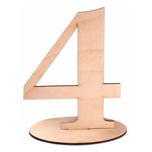 Loveart Drewniana cyfra liczba na podstawce 15cm numer 4 numeracja stolików
