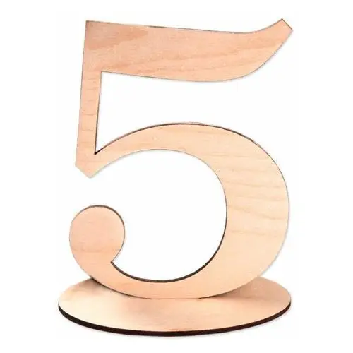 Drewniana cyfra liczba na podstawce Loveart 15cm numer 5 Numeracja stolików