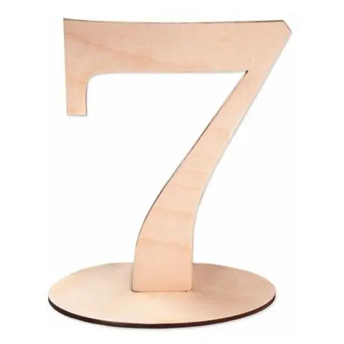 Drewniana cyfra liczba na podstawce Loveart 15cm numer 7 Numeracja stolików