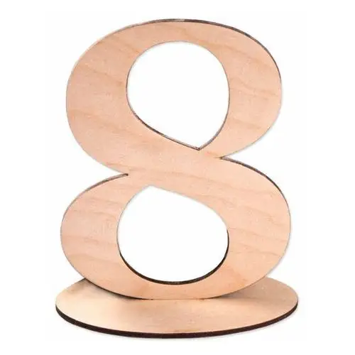 Drewniana cyfra liczba na podstawce 15cm numer 8 numeracja stolików Loveart