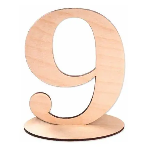 Loveart Drewniana cyfra liczba na podstawce 15cm numer 9 numeracja stolików