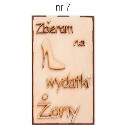 Loveart Drewniana skarbonka 20cm z napisem zbieram na wydatki żony