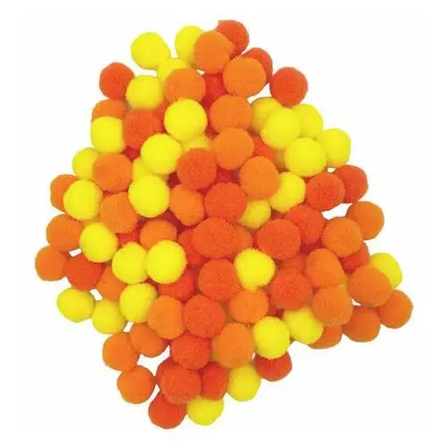 POMPONY poliestrowe 10mm 120 szt - LOVEART - mix żółto-pomarańczowy