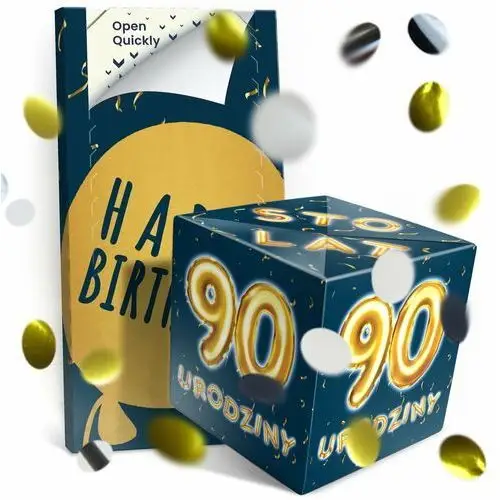 Lovocard Kartka wybuchająca konfetti na 90 urodziny