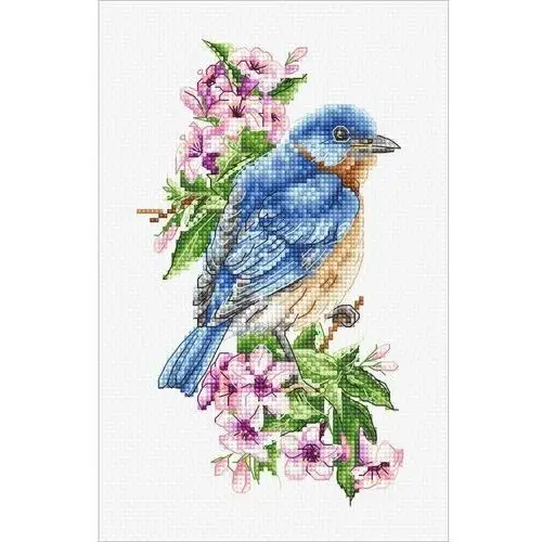 Luca-s Haft krzyżykowy - zestaw do haftu - niebieski ptak na gałęzi