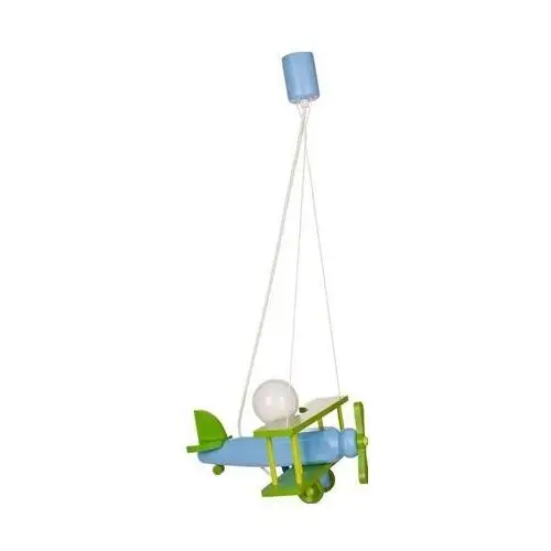 Niebiesko-zielona dziecięca lampa wisząca samolot - S199-Frela