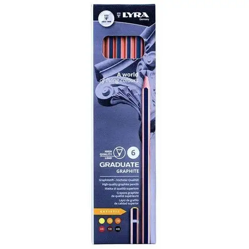 LYRA ‎L1171061 Zestaw ołówków do szkicowania B, 2B, 3B, 4B, 5B, 6B 6szt