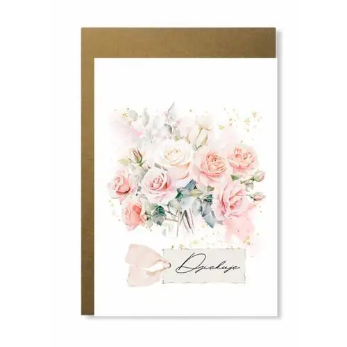Manufaktura dobrego papieru Kartka na podziękowanie dziękuję z kwiatami elegancka minimalistyczna