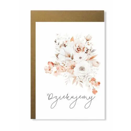 Manufaktura dobrego papieru Kartka na podziękowanie dziękujemy z kwiatami beż elegancka minimalistyczna