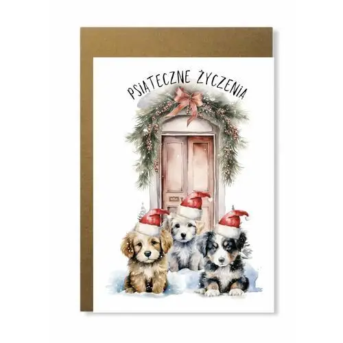 Manufaktura dobrego papieru Kartka na święta bożego narodzenia z pieskami pies dla miłośników psów
