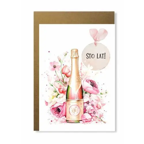 Manufaktura dobrego papieru Kartka na urodziny słodka z różowym szampanem dla przyjaciółki na prezent