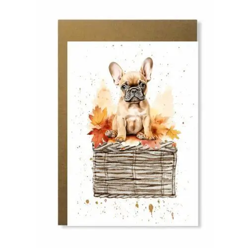 Manufaktura dobrego papieru Kartka z pieskiem psem buldog francuski dla miłośnika psów urodziny prezent