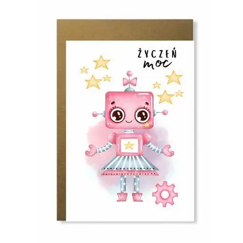 Manufaktura dobrego papieru Kartka z różowym robotem dla dziewczynki urodziny