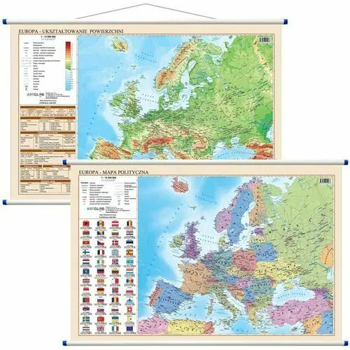 Mapa ścienna Europa polityczno-fizyczna dwustronna 1:12 000 000
