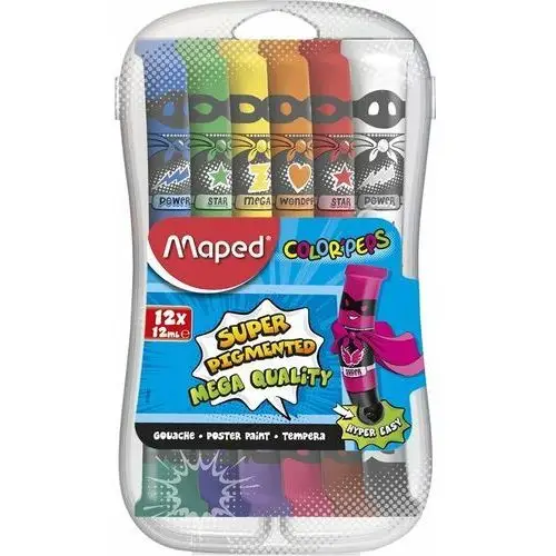 Farby tempera, w tubkach, 12 kolorów Maped