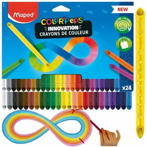 Kredki dla dzieci MAPED bezdrzewne, bez temperowania 24 kolory INFINITY Color'Peps