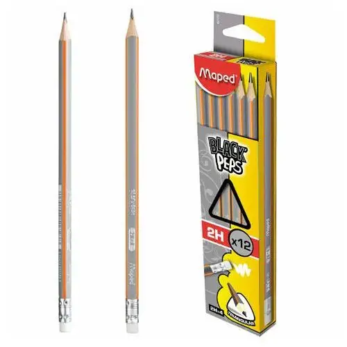 Maped , ołówek drewniany black'peps 2h z gumką