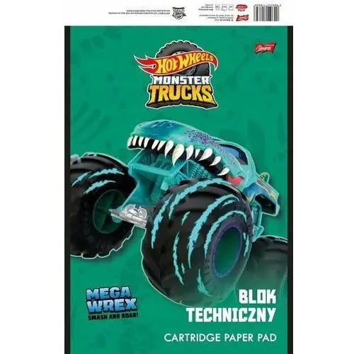 Mattel Hot wheels monster trucks wrex blok techniczny a4 190g/m2 10 kartek biały