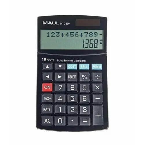 Kalkulator mtl 600, 12 pozycyjny, czarny, dwulinio Maul