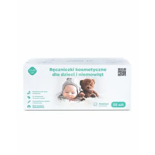Medical cotton ręczniczki kosmetyczne dla dzieci i niemowląt 50szt