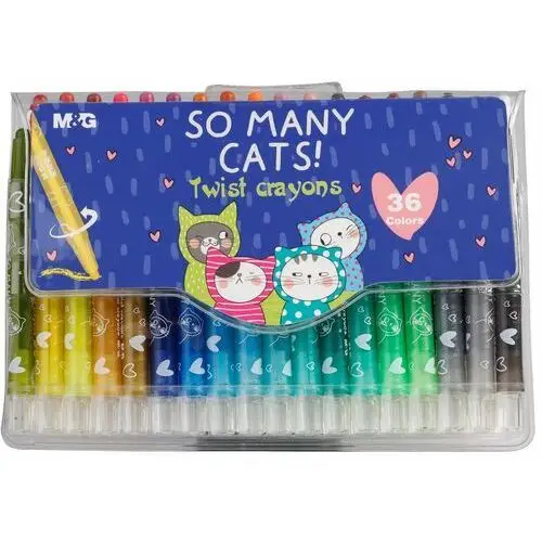 MG, Wykręcane kredki woskowe w etui So Many Cats, 36 kolorów