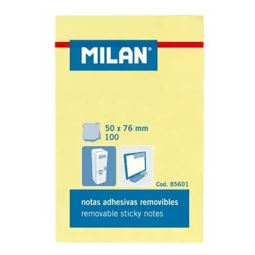 Milan Karteczki samoprzylepne, 50x76 mm, 100 kartek