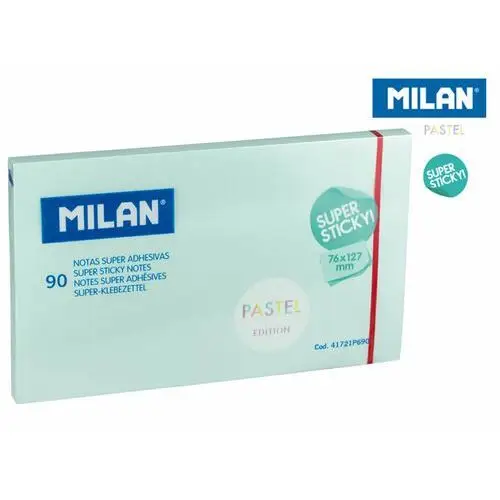 Milan Karteczki samoprzylepne, niebieskie, super sticky pastel, 127 x 76 mm