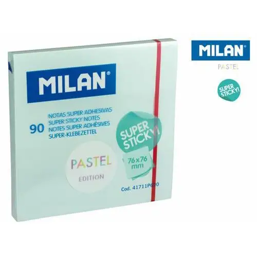 Karteczki samoprzylepne super sticky, pastelowe niebieskie, 76x76 mm Milan