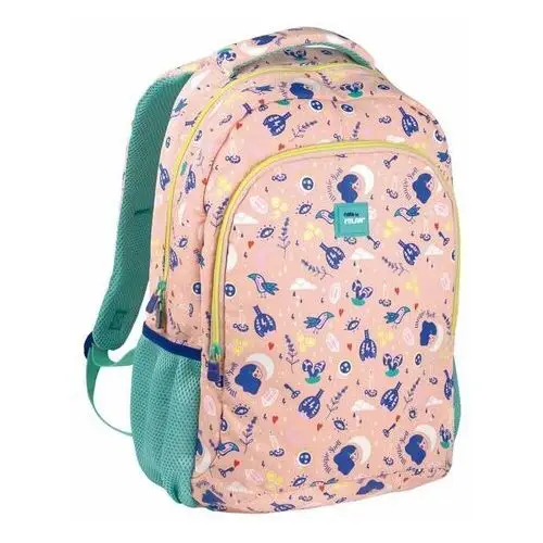 Plecak szkolny dla dziewczynki różowy Milan dwukomorowy, kolor zielony