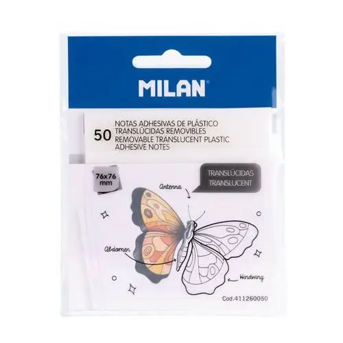 Milan, Karteczki samoprzylepne przezroczyste 76x76 mm, 50 sztuk