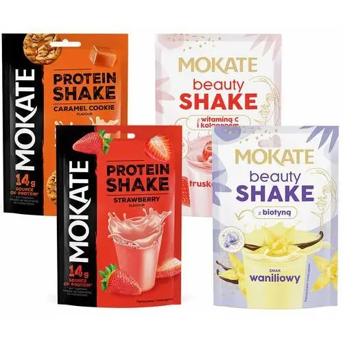 Zestaw Beauty Shake i Protein Shake Duża Zawartość Białka Mokate 4x