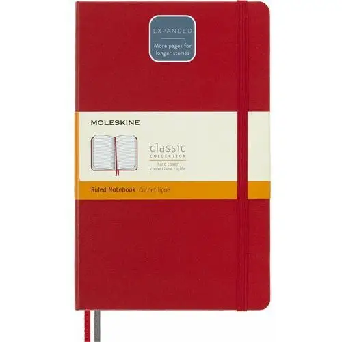 Notes Moleskine Classic L (13x21 cm) w linię, twarda oprawa, scarlet red, czerwona 400 stron