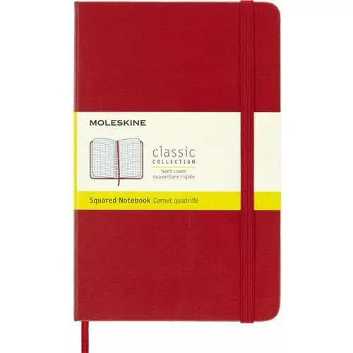 Notes Moleskine Classic M (11,5x18 cm) w kratkę, twarda oprawa, czerwony, 208 stron