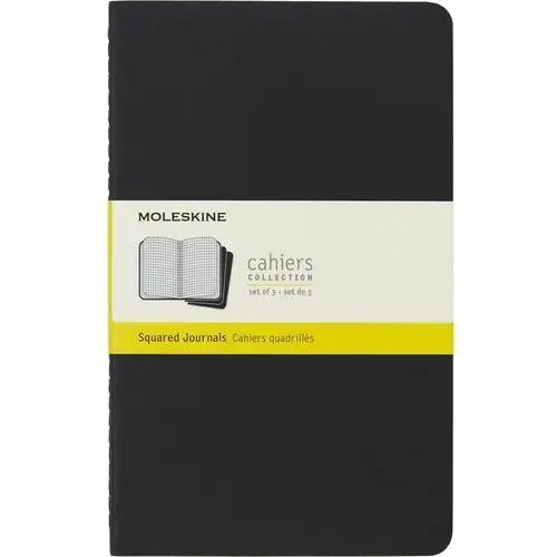 Zestaw 3 Zeszytów Moleskine Cahier Journals L (13x21cm) w kratkę, czarny, 80 stron