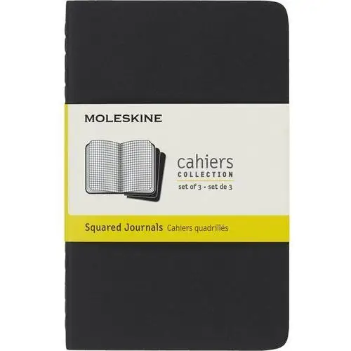 Moleskine Zestaw 3 zeszytów cahier journals p (9x14cm) w kratkę, czarny, 64 strony