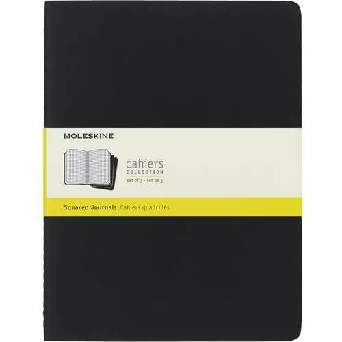 Zestaw 3 Zeszytów Moleskine Cahier Journals XL (19x25cm) w kratkę, czarny, 120 stron